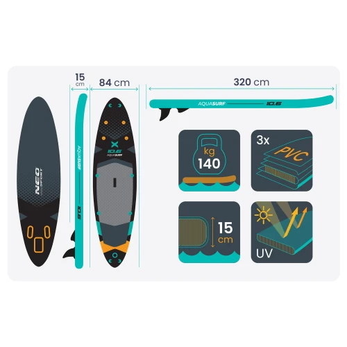 Deska SUP Aquasurf 320 x 84 x 15 cm Neo-Sport 170207