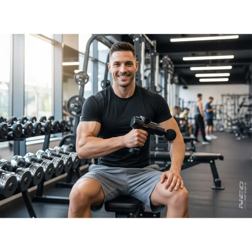 Pistolet do masażu ciała masażer 6 nakładek NS-504 Neo-sport czarny