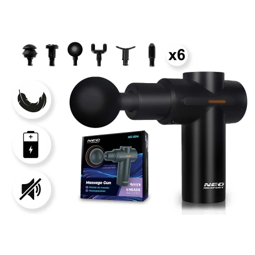 Pistolet do masażu ciała masażer 6 nakładek NS-504 Neo-sport czarny