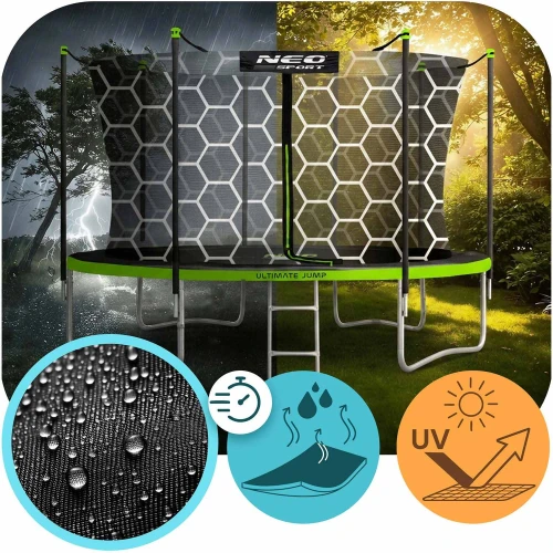 Trampolina ogrodowa 12ft/374cm z siatką wewnętrzną i drabinką Neo-Sport