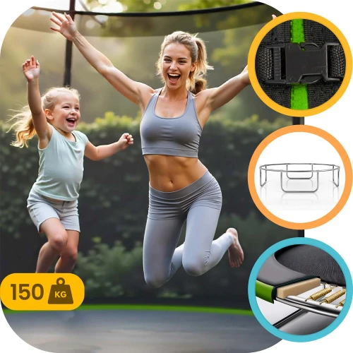 Trampolina ogrodowa 12ft/374cm z siatką wewnętrzną i drabinką Neo-Sport