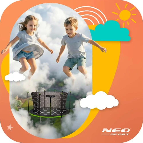 Trampolina ogrodowa 12ft/374cm z siatką wewnętrzną i drabinką Neo-Sport