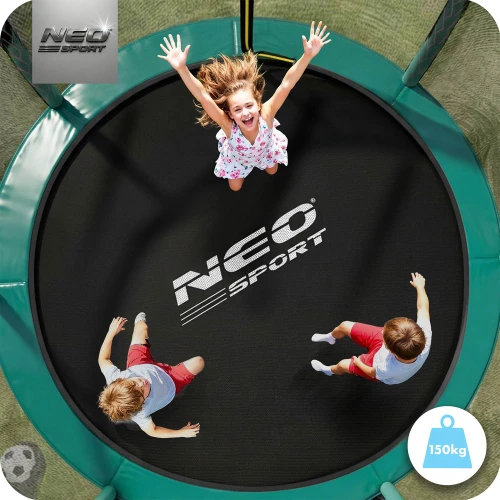Trampolina ogrodowa 12ft/374cm z siatką, profilowanymi słupkami i drabinką Neo-Sport