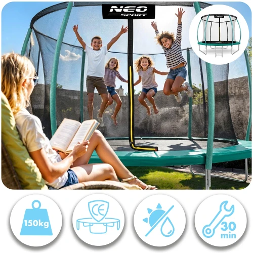 Trampolina ogrodowa 12ft/374cm z siatką, profilowanymi słupkami i drabinką Neo-Sport