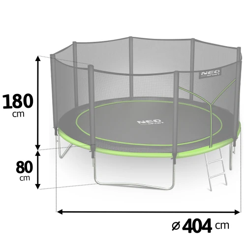 Trampolina ogrodowa 13ft/404cm z siatką zewnętrzną i drabinką Neo-Sport