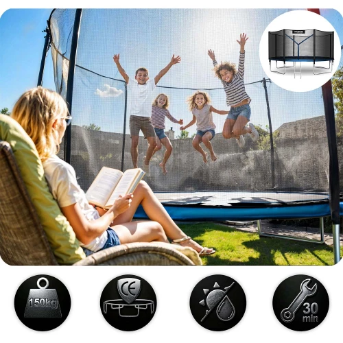Trampolina ogrodowa 13ft/404cm z siatką zewnętrzną i drabinką Neo-Sport