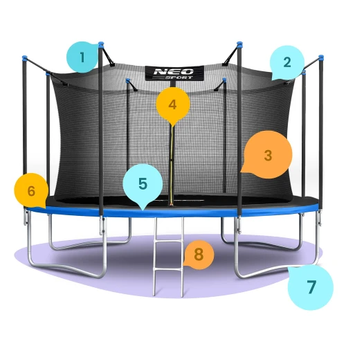 Trampolina ogrodowa 13ft/404cm z siatką wewnętrzną i drabinką Neo-Sport