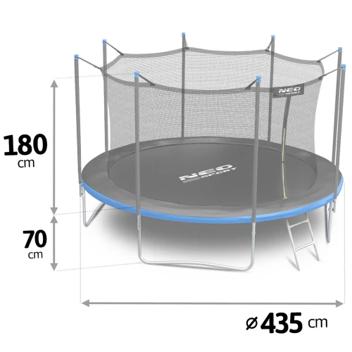 Trampolina ogrodowa 14ft/435cm z siatką wewnętrzną i drabinką Neo-Sport