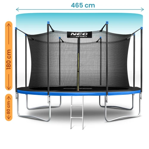 Trampolina ogrodowa 15ft/465cm z siatką wewnętrzną i drabinką Neo-Sport