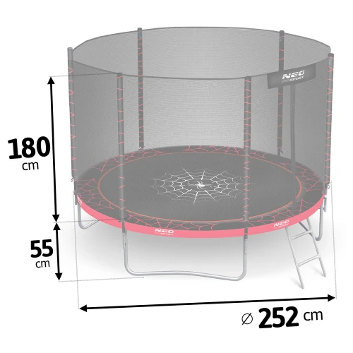 Trampolina ogrodowa 8ft/252cm z siatką zewnętrzną i drabinką Neo-Sport