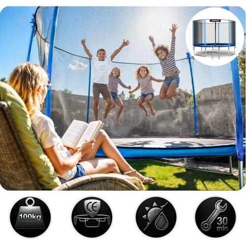 Trampolina ogrodowa 8ft/252cm z siatką zewnętrzną i drabinką Neo-Sport