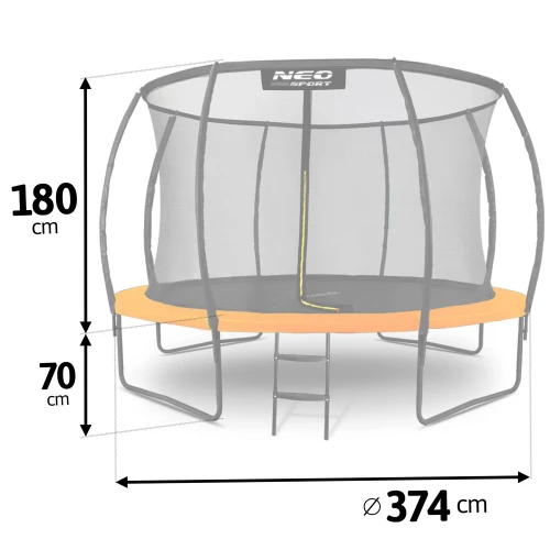 Trampolina ogrodowa profilowana 12ft/374cm z siatką wewnętrzną Neo-Sport
