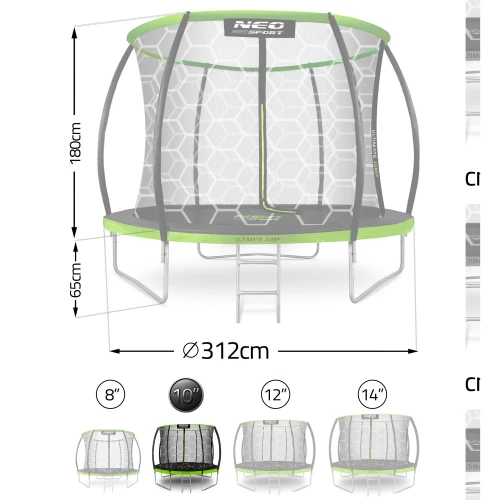 Trampolina ogrodowa profilowana 10ft/312cmz siatką wewnętrzną Neo-Sport