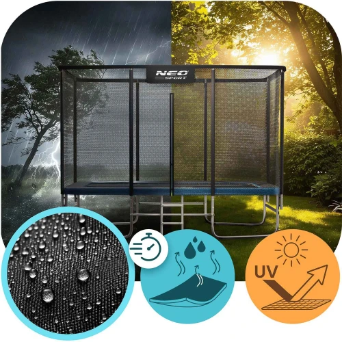  Trampolina ogrodowa prostokątna 12x8ft/366x244cm z siatką zewnętrzną i drabinką Neo-Sport