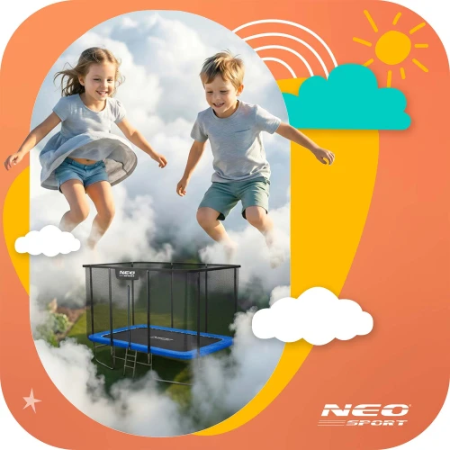 Trampolina ogrodowa prostokątna 10x7ft/305x213cm z siatką zewnętrzną i drabinką Neo-Sport
