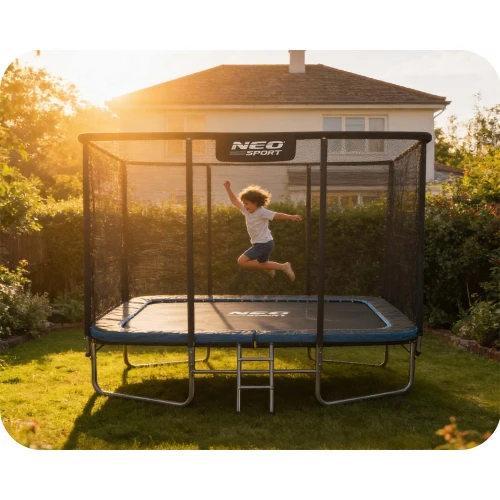 Trampolina ogrodowa prostokątna 10x7ft/305x213cm z siatką zewnętrzną i drabinką Neo-Sport
