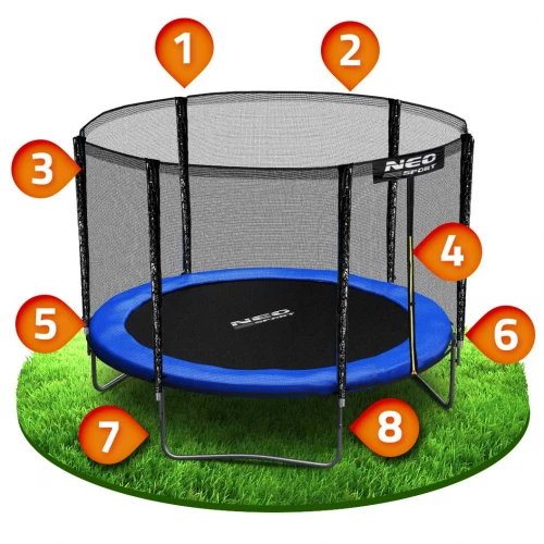 Trampolina ogrodowa 8ft/252cm z siatką zewnętrzną i drabinką Neo-Sport